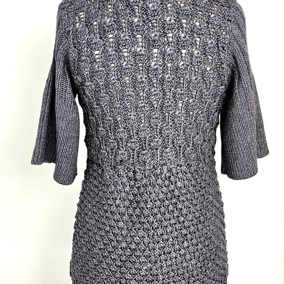 U Knits Charcoal Gray Double-Button Pointelle Knit Sweater – Size M - Picture 3 of 13
